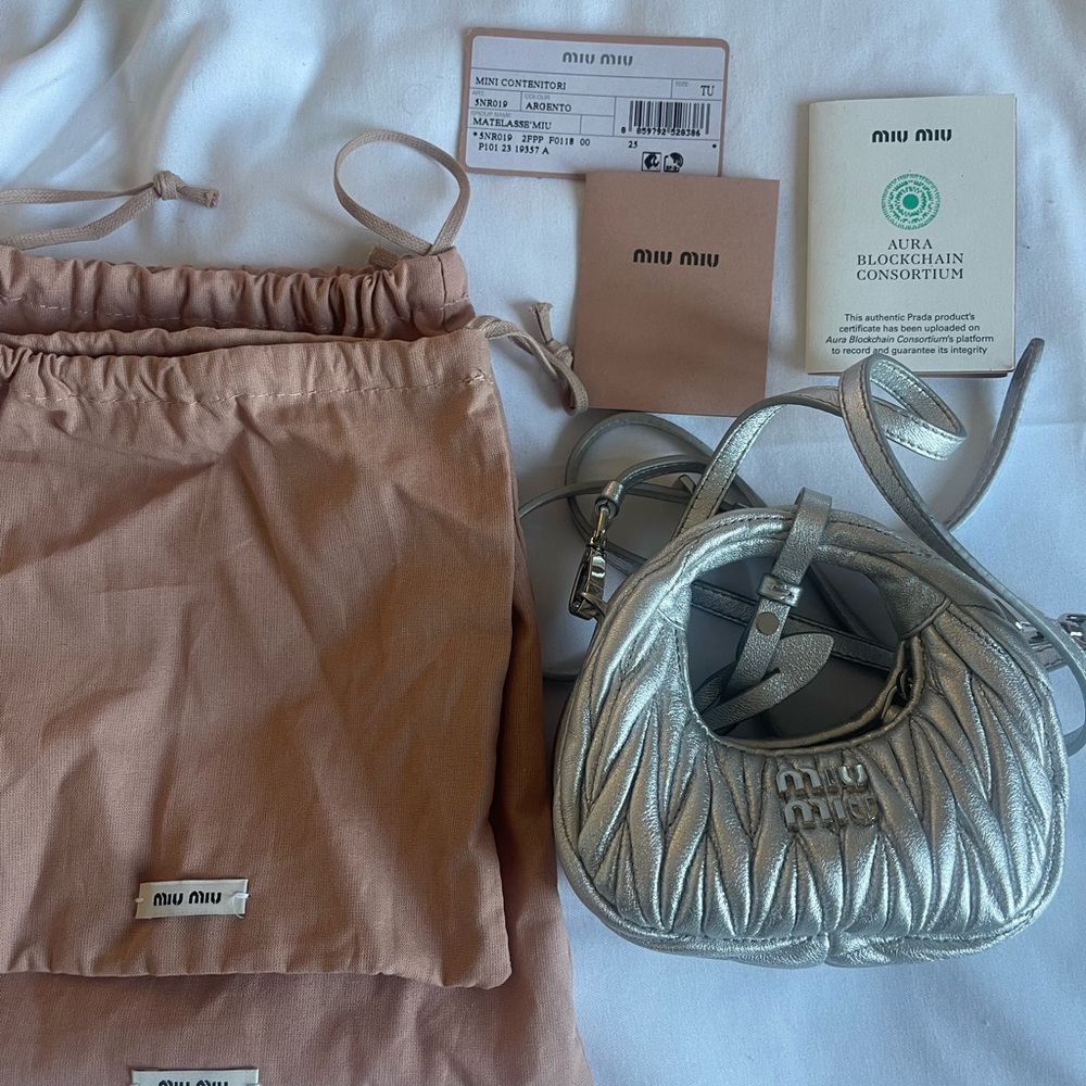 Miu miu micro wander bag in silver